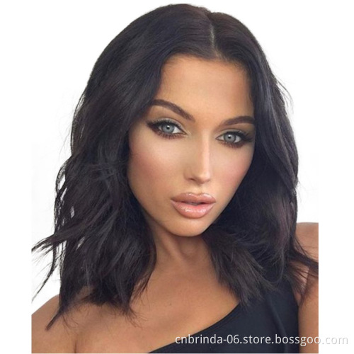 Black Curly Wigs for Women Middle Part Medium Shoulder Length Wavy Wig Synthetic Heat Resistance Fiber Hair Wigs Natural Looking
